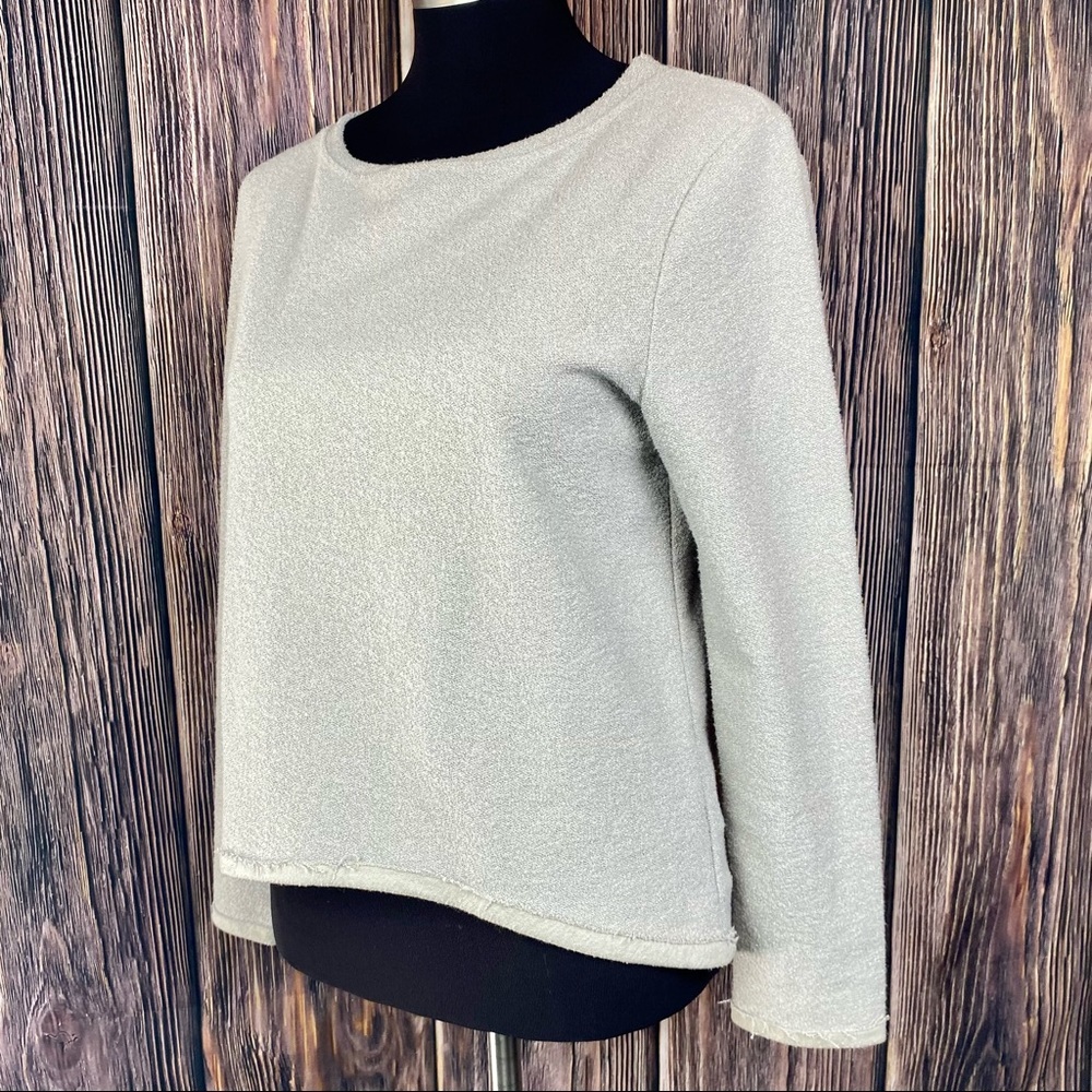 TWENTY MONTREAL Beige Raw Hem Hi-Low Long Sleeve Sweater